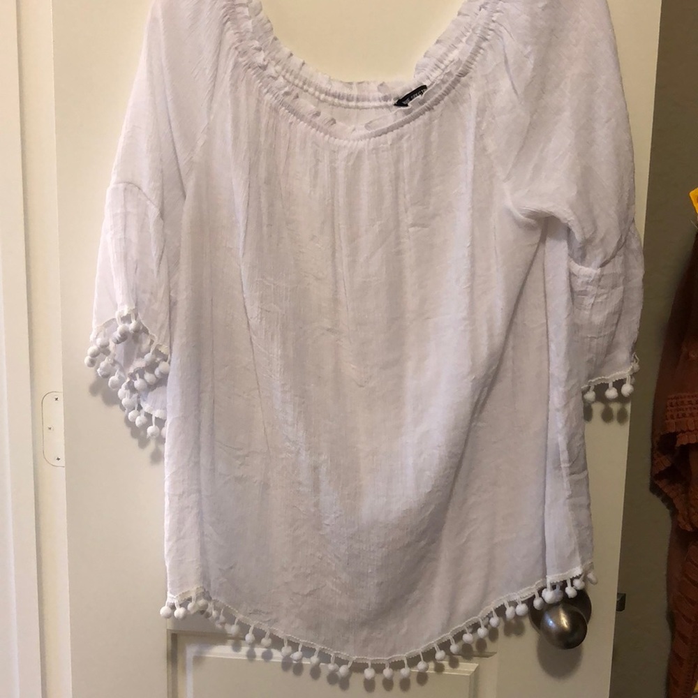 Off the shoulder white top